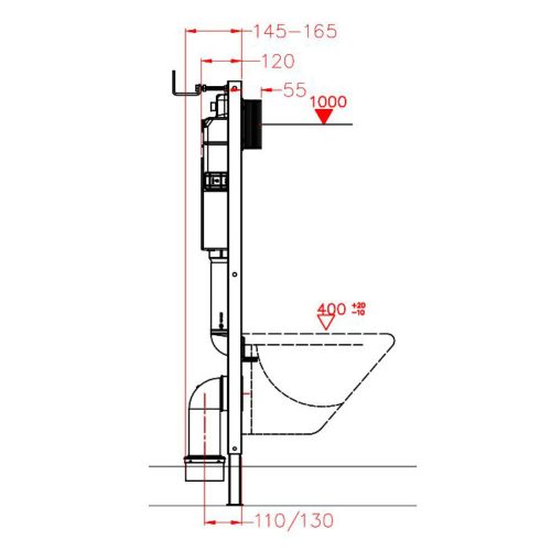 Welland H501A beépíthető WC Tartály + UP001 szürke / matt króm nyomólap