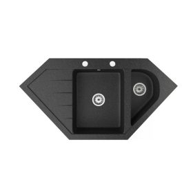 Gránit mosogató NERO Joker + szifon (fekete)