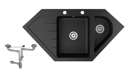 Gránit mosogató NERO Joker + szifon (matt fekete)