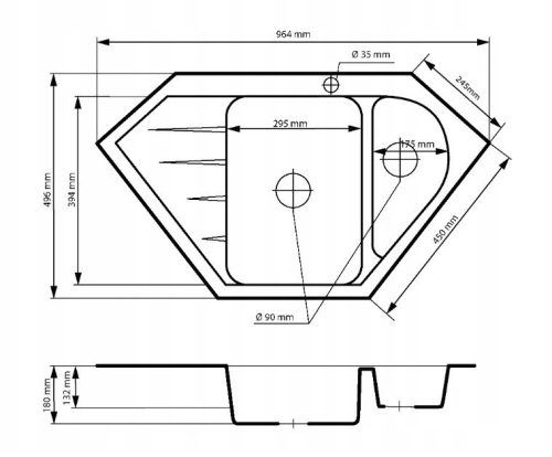 Gránit mosogató NERO Joker + szifon (matt fekete)