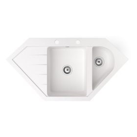 Gránit mosogató NERO Joker + szifon (fehér)