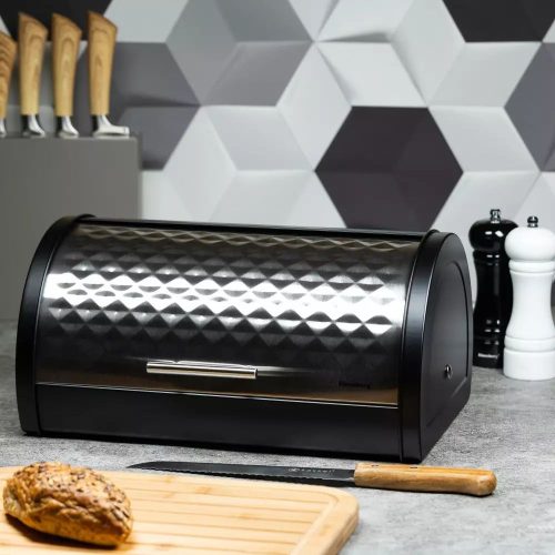 klausberg kenyértartó - rozsdamentes acél - fekete / inox (KB-7454)