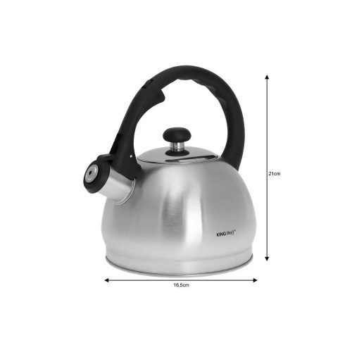 Kinghoff teáskanna, sípszóval, szálcsiszolt inox, 1.8L (KH-3773)