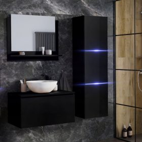   Venezia Like I. fürdőszobabútor szett + mosdókagyló + szifon (fényes fekete)