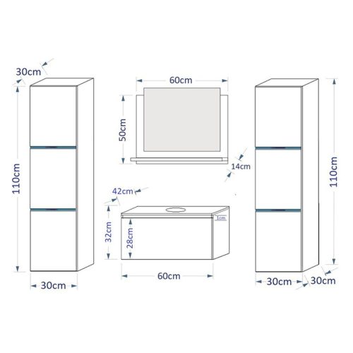 Venezia Like II. fürdőszobabútor szett + mosdókagyló + szifon (matt fehér)