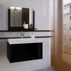   Venezia Luna mosdószekrény mosdókagylóval + tükör - 60 cm (magasfényű fekete)