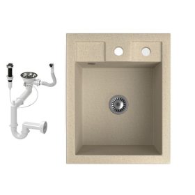   Gránit Mosogató NERO Parma + szifon dugókiemelővel (bézs) 