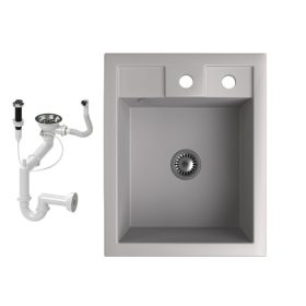   Gránit Mosogató NERO Parma + szifon dugókiemelővel (Szürke)