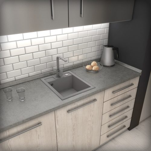 Gránit Mosogató NERO Parma + szifon dugókiemelővel (Szürke)