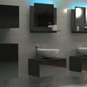   Venezia Mode fürdőszobabútor + tükör + mosdókagyló + szifon  - 60 cm (fényes fekete)