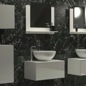   Venezia Mode fürdőszobabútor + tükör + mosdókagyló + szifon  - 60 cm (fényes fehér)