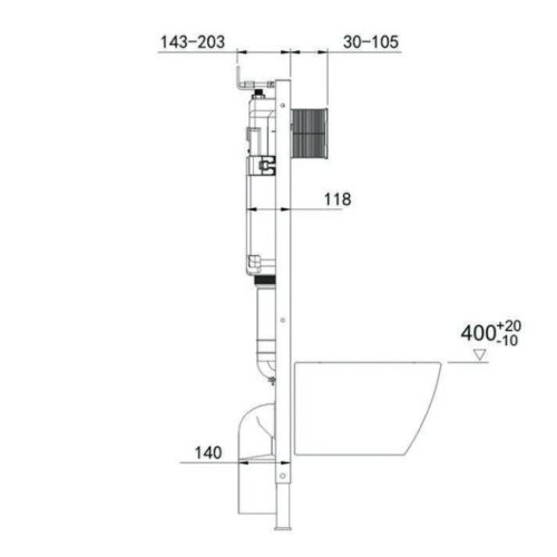 Welland M6601 Slim beépíthető fali WC tartály + szálcsiszolt arany nyomólap