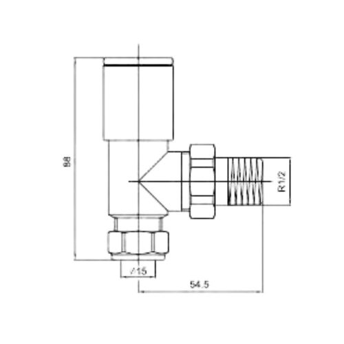 Radiátor sarokszelep - 1/2" - arany