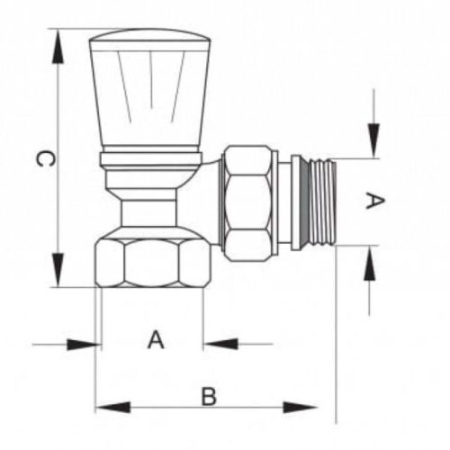 Radiátor sarokszelep - 1/2"