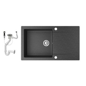 Gránit mosogató NERO Gold + dugókiemelő (fekete)