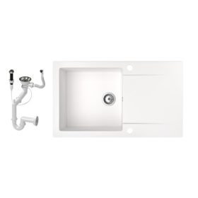 Gránit mosogató NERO Gold + dugókiemelő (fehér)