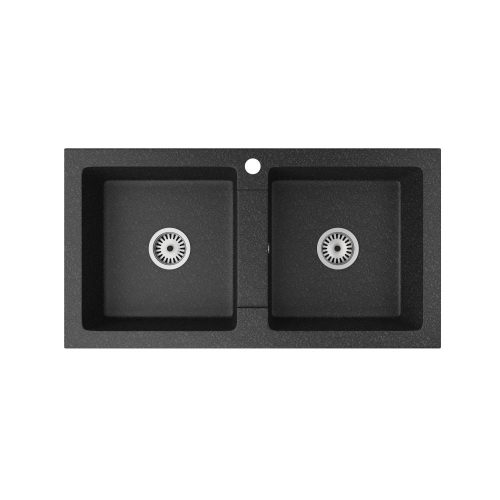  Gránit mosogató NERO Lybra + dugóemelő (fekete) 