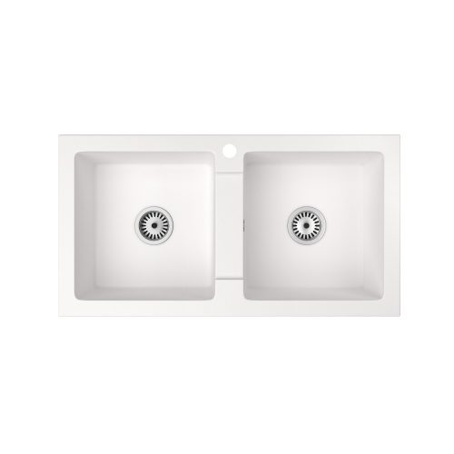 Gránit mosogató NERO Lybra + dugóemelő (fehér)