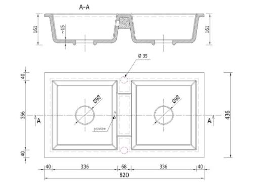 NERO Lybra gránit mosogatótálca - fehér