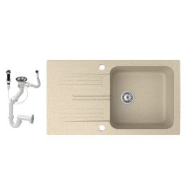 Gránit mosogató NERO Malta + dugókiemelő (bézs)