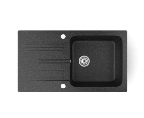 Gránit mosogató NERO Malta + magasított csaptelep + szifon (fekete)x