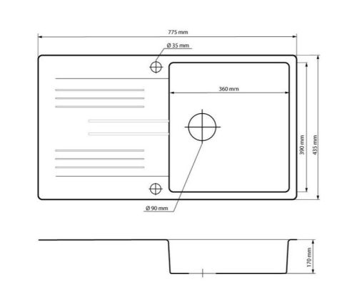 Fekete gránit mosogatótálca 