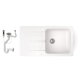 Gránit mosogató NERO Malta + dugókiemelő (fehér)