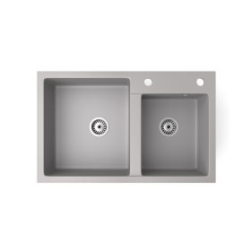 Kétmedencés gránit mosogatótálca cementszürke színben