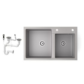 Gránit mosogatótálca NERO Palazzo + dugókiemelő (szürke)