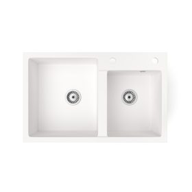 Kétmedencés gránit mosogatótálca fehér színben