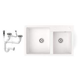 Gránit mosogatótálca NERO Palazzo + dugókiemelő (fehér)