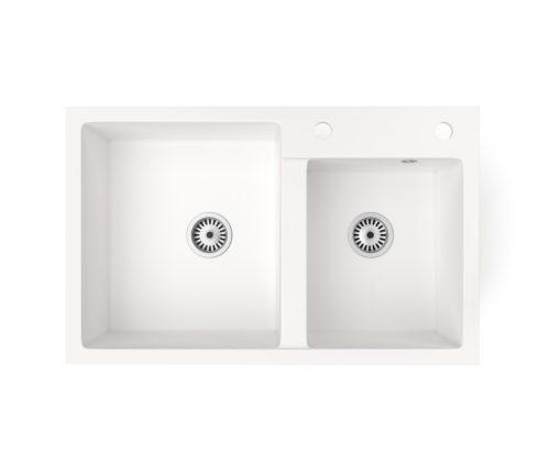 Gránit mosogatótálca NERO Palazzo + dugókiemelő (fehér)