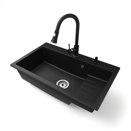 Gránit mosogatótálca  - NERO Boss - fekete