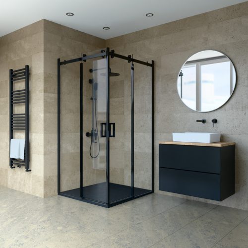 Welland Luxury-Line NSPA-9090 zuhanykabin - 90 x 90 cm - fekete profil