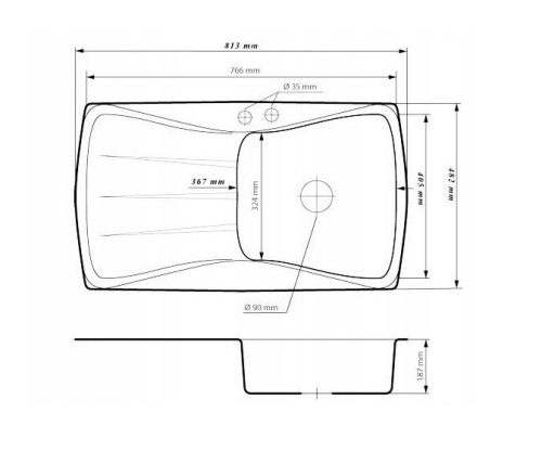 Gránit mosogatótálca NERO Venezia + dugókiemelő (matt fekete)