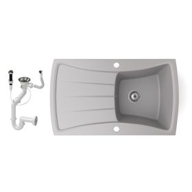   Gránit mosogatótálca NERO Venezia + dugókiemelő (szürke)