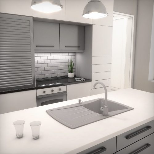 Gránit mosogatótálca NERO Venezia + dugókiemelő (szürke)