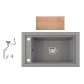   Gránit mosogató Nero Panama + szifon + vágódeszka (szürke)