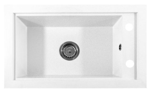 Gránit mosogató Nero Panama + vágódeszka + dugókiemelő (fehér)