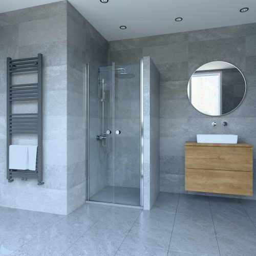 Welland RDD-80 kétszárnyú zuhanyajtó - 80 cm - króm profil