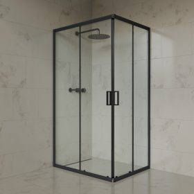 Welland RE-80 zuhanykabin elhúzható ajtóval - 80 x 100 cm - fekete profil