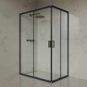   Welland RE-812 zuhanykabin elhúzható ajtóval - 80 x 120 cm - fekete profil