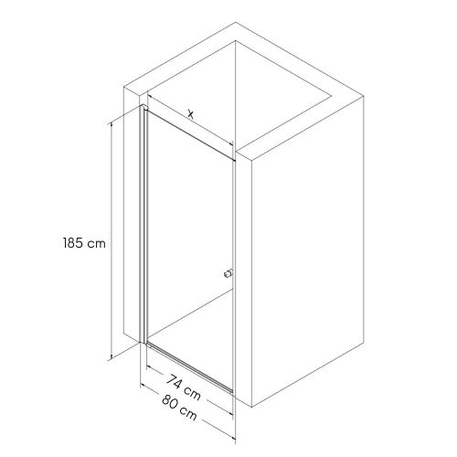 Welland RSDA-90 zuhanyajtó - 90 cm - fekete profil