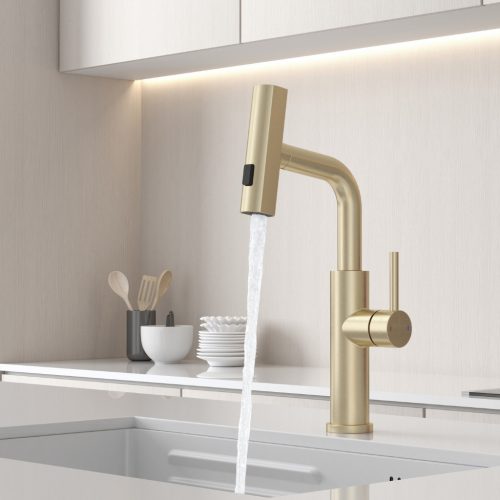 Welland S3281E-1 mosogató csaptelep - kihúzható multifunkciós fej - arany szín