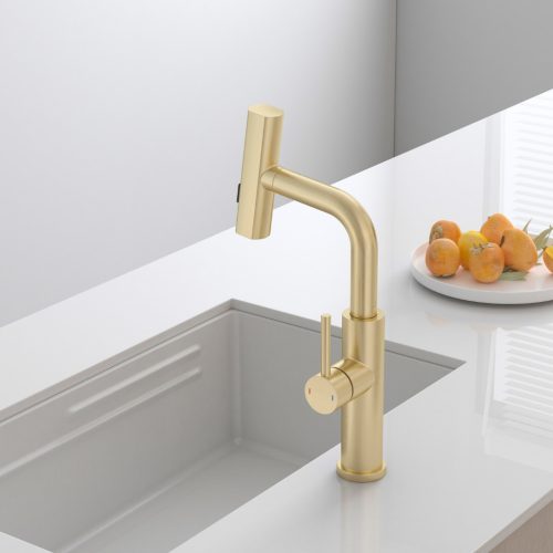 Welland S3281E-1 mosogató csaptelep - kihúzható multifunkciós fej - arany szín