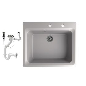   Gránit mosogató NERO Italia + szifon + dugóemelő (szürke)