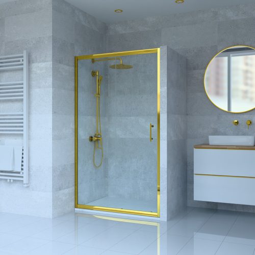 Welland SD-110 elhúzható zuhanyajtó - 110 cm - arany profil