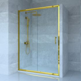   Welland SD-130 elhúzható zuhanyajtó - 130 cm - arany profil