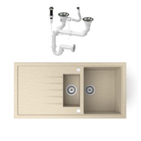 Gránit mosogató - Nero Solarys + dugóemelő (bézs)