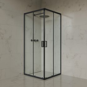   Welland SQ-8080 zuhanykabin elhúzható ajtóval - 80 x 80 cm - fekete profil
